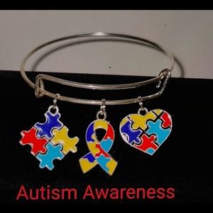 Autism Awareness Bangle Charm Bracelet